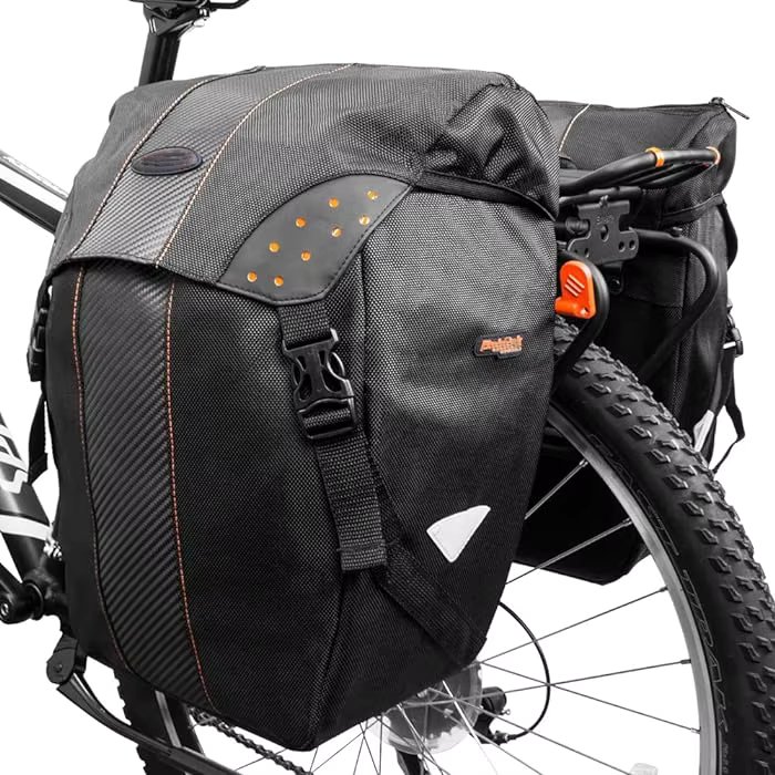 Black Includes Rain Cover Clip-On Quick-Release All Weather Bike Panniers Bicycle Bag PakRak