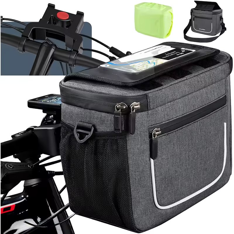 Touchscreen and Removable Shoulder Strap 5l Waterproof Front Bicycle Basket Bag with Handlebar Adapter for Bicycle