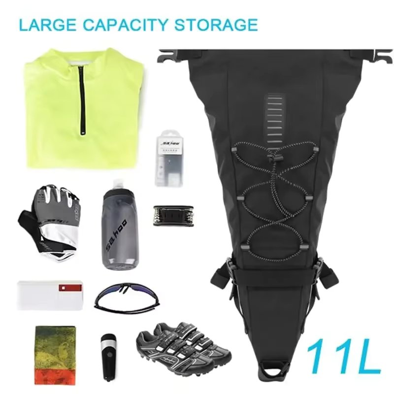 Folding Waterproof Bicycle Cycling Bag Reflective Bike Rear Seat Organizer Portable Saddle Bag