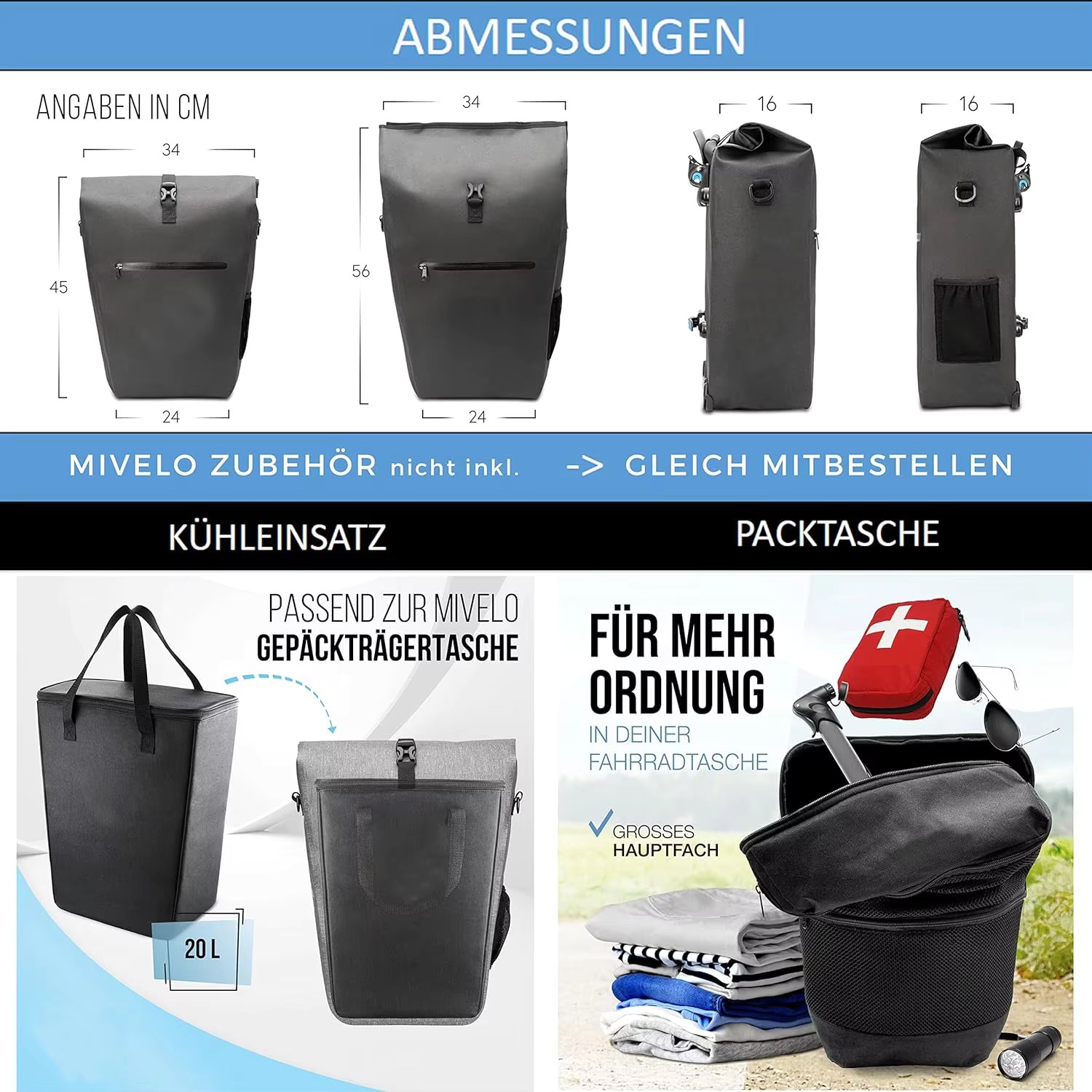 2in1 Fahrradtasche Gepacktragertasche Wasserdicht PVC Frei Laptopfach Schloss Fahrrad Tasche Fur Gepacktrager Bicycle Bags