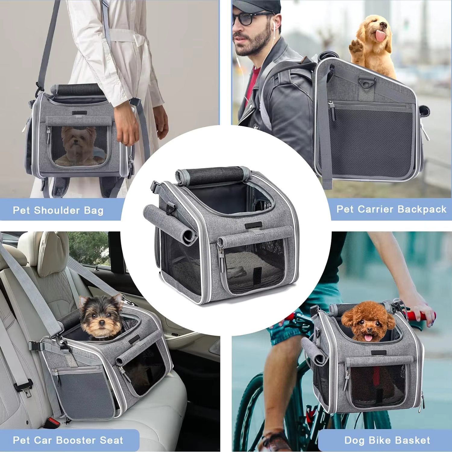 Wholesale Dog Bike Carrier Backpack, Car Seat for Small Puppy Cat with Mesh Window