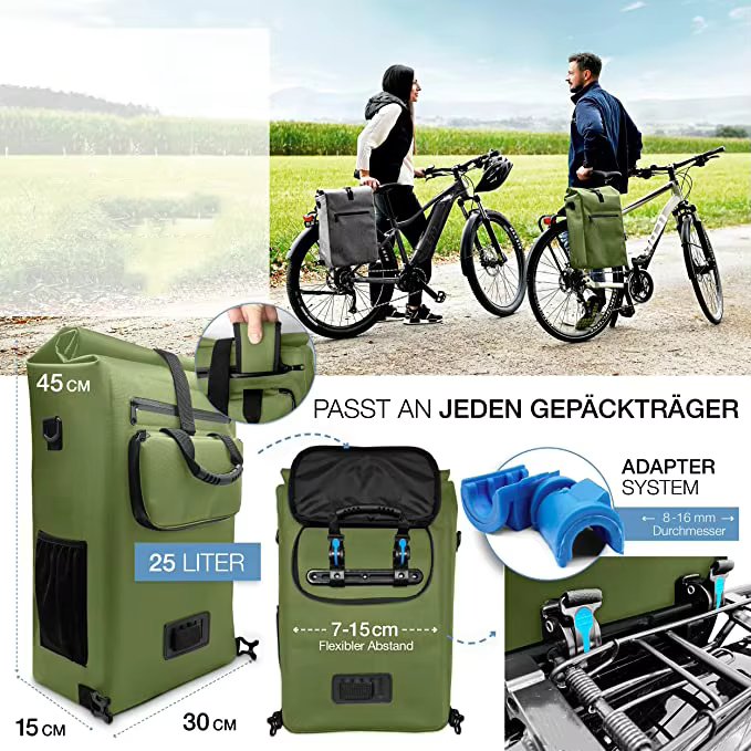 Hot Sell Bicycle Bag for Pannier Rack 100% Waterproof and PVC with Removable Waterproof Bicycle Pannier Bag Laptop Bag