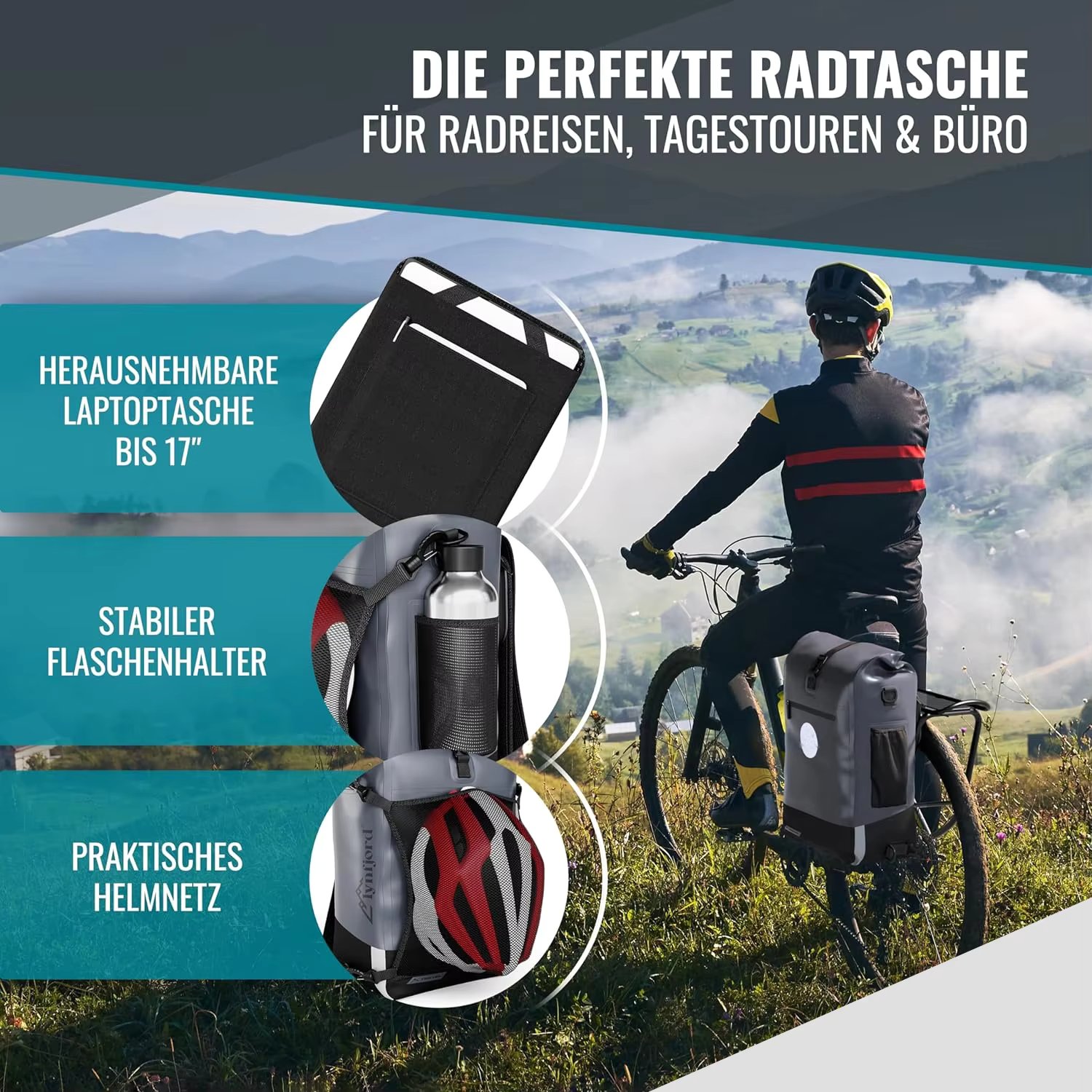 Waterproof Travel Trek 25 Bicycle Bag 3-in-1 Optimized Luggage Rack Bag Backpack Cross Bag