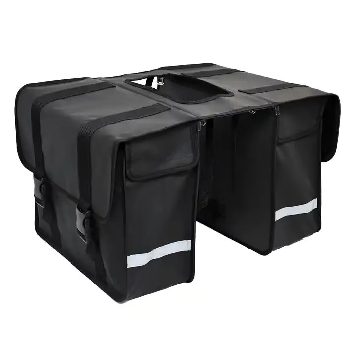 Double Zipper Reflective Large Capacity Water Tail Bag with Bottle Pocket Bicycle Saddle Bag Bicycle Accessories