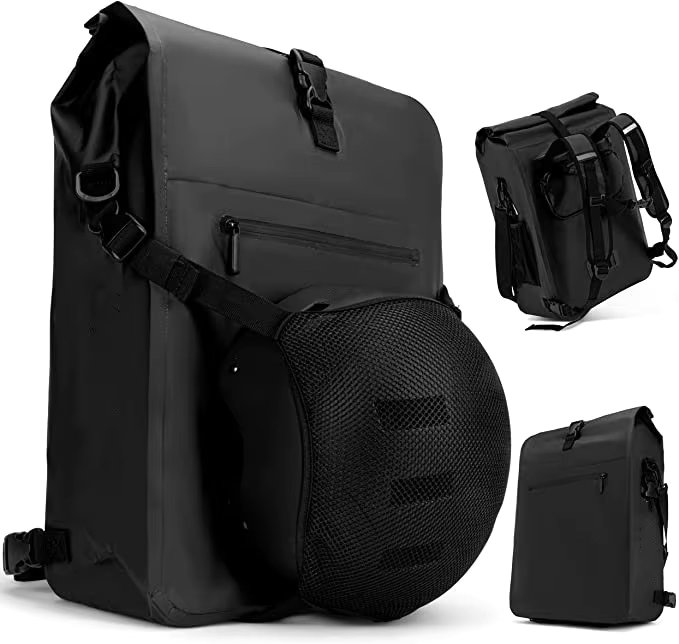 2023 Hot Sell Bicycle Bag for Pannier Rack Bicycle Trunk Bag Waterproof Pannier Rack Bag with Helmet Net Bike Backpack