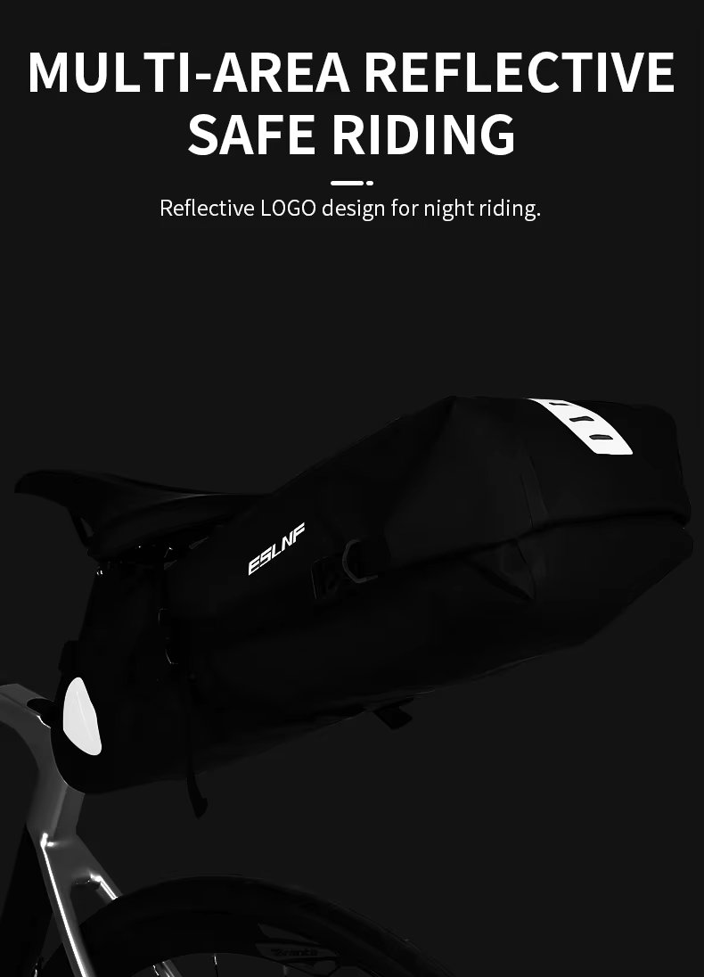 Large Capacity Bike Saddle Bag Seat Pack Bag Waterproof Reflective Mountain Road Bicycle Tail Bag
