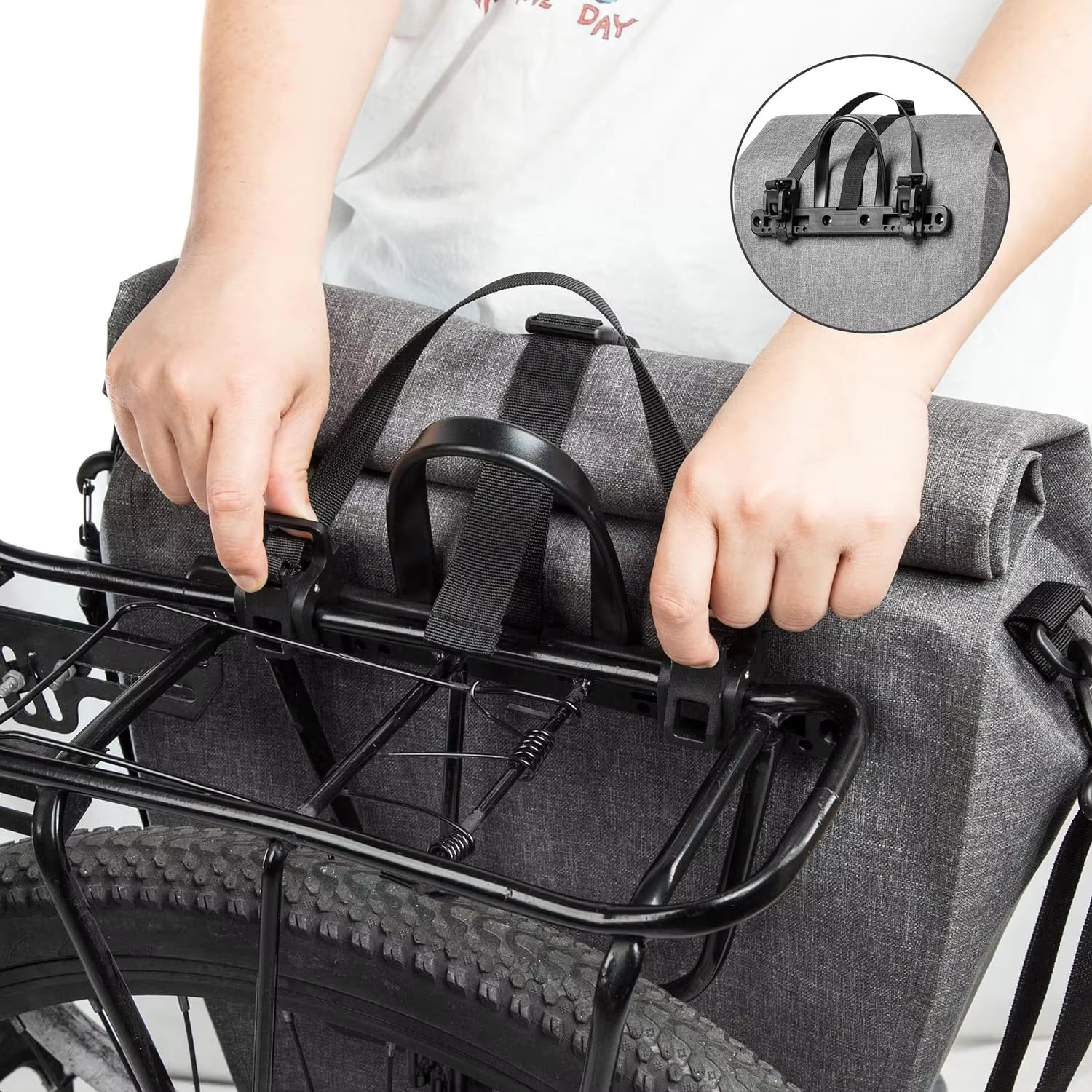 Mountain Land Cycling Bag for Luggage Carrier 21L Waterproof Bicycle Bag with Removable Laptop Bag