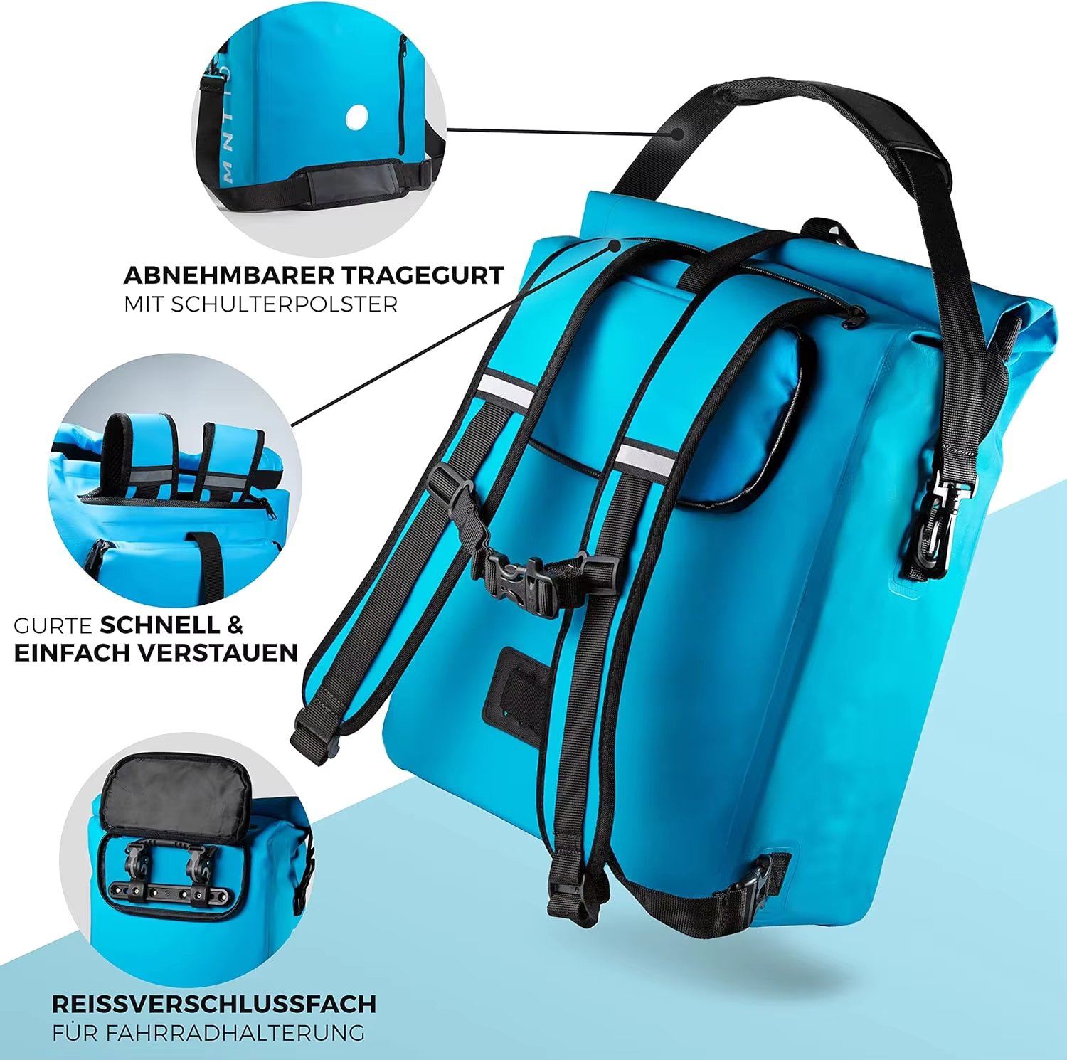 4-in-1 Torba Rowerowa Waterproof 18/25L Reflective Dry Luggage Carrier Bag Combination Bicycle Backpack