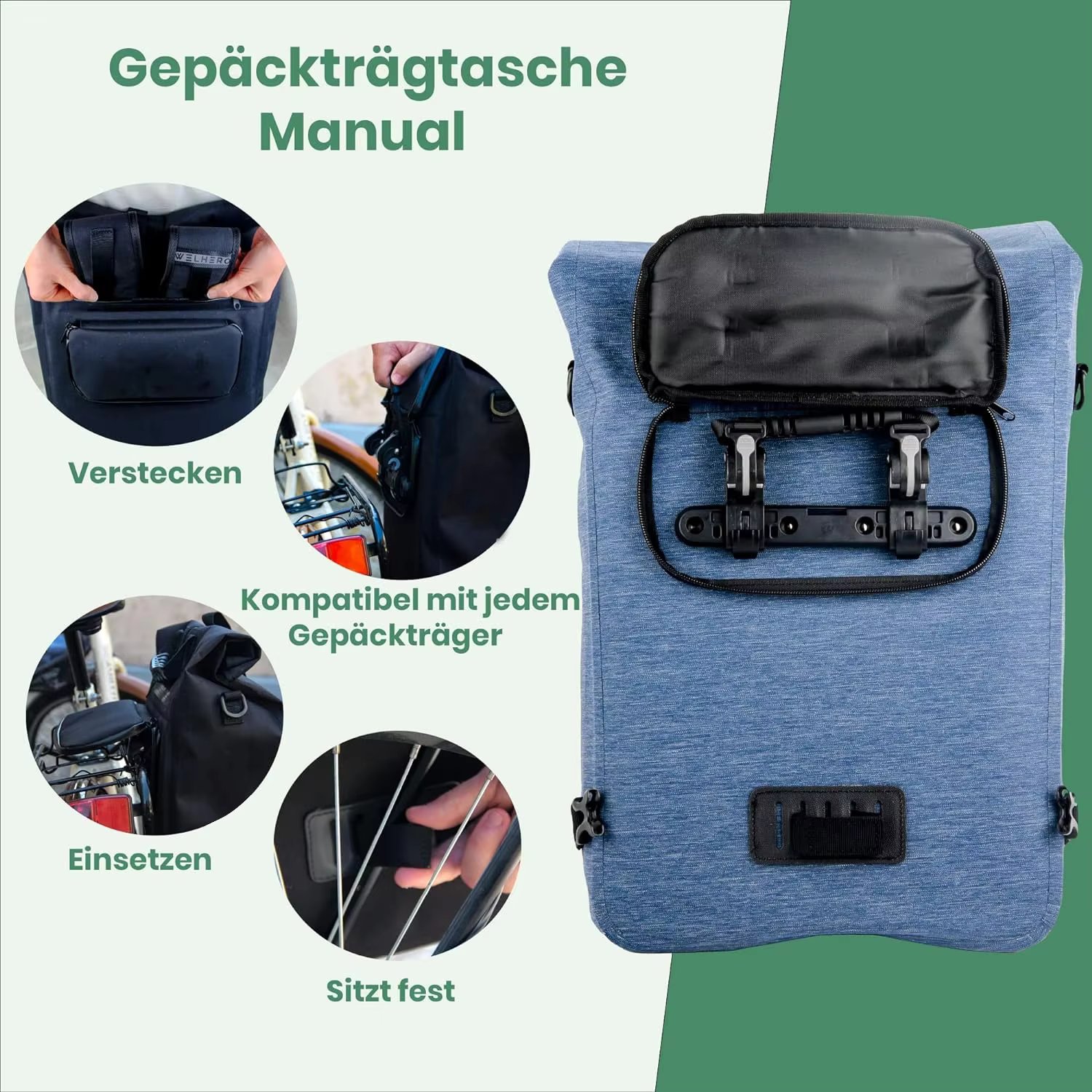 25L 100% Waterproof & Reflective 3 in 1 Bicycle Bag for Luggage Rack Backpack and Shoulder Bag Fietstas