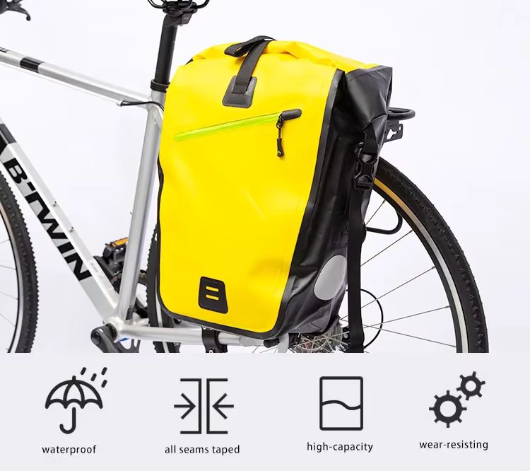 High Quality Yellow Bicycle Pannier Bike Saddle Bag Waterproof Bike Pannier Rack Bag