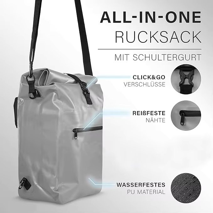 30L Bicycle Bag with Backpack Function Bicycle Bag for Luggage Rack Easy to Assemble Laptop Compartment