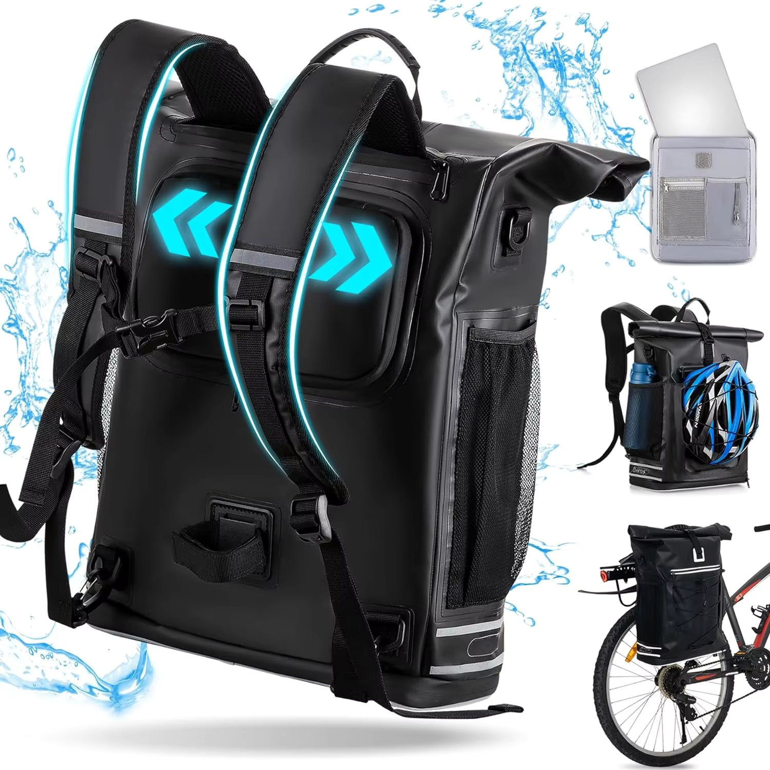 Recycle RPET 3 in 1 Bicycle Bags for Luggage Racks, Bicycle Backpack with Laptop Bag, Bicycle Backpack, Suitable As a Luggage Ra