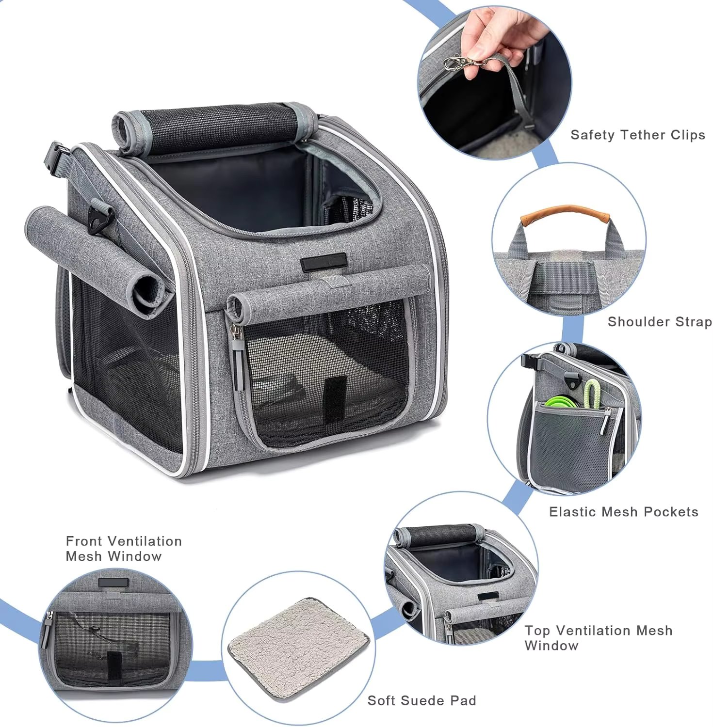 Wholesale Dog Bike Carrier Backpack, Car Seat for Small Puppy Cat with Mesh Window