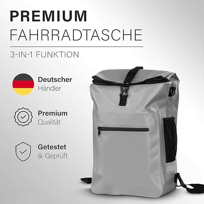 30L Bicycle Bag with Backpack Function Bicycle Bag for Luggage Rack Easy to Assemble Laptop Compartment