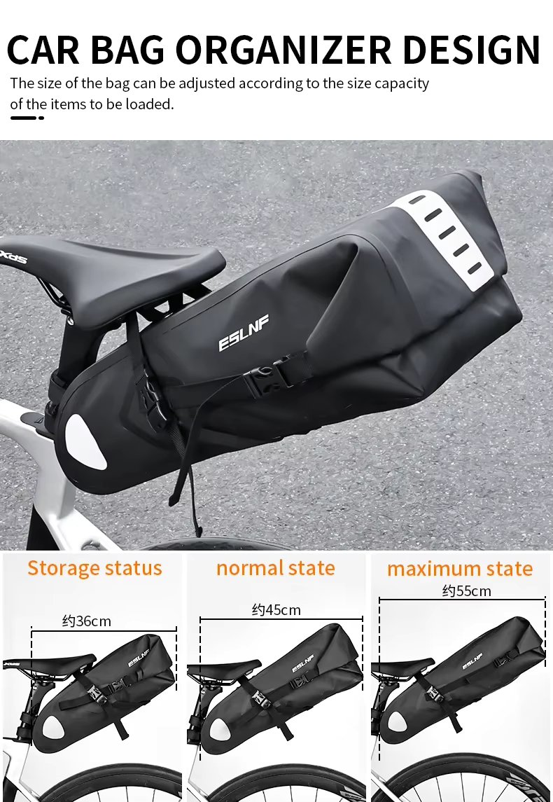 Large Capacity Bike Saddle Bag Seat Pack Bag Waterproof Reflective Mountain Road Bicycle Tail Bag