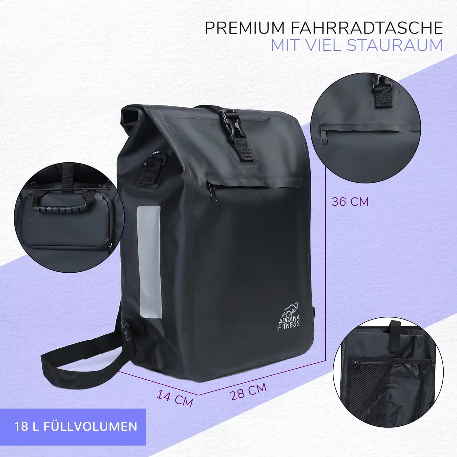 3 in 1 Bicycle Bag Luggage Rack,bicycle Backpack Shoulder Bag, Waterproof Bicycle Bag with Reflectors
