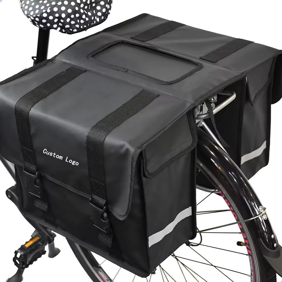Double Zipper Reflective Large Capacity Water Tail Bag with Bottle Pocket Bicycle Saddle Bag Bicycle Accessories
