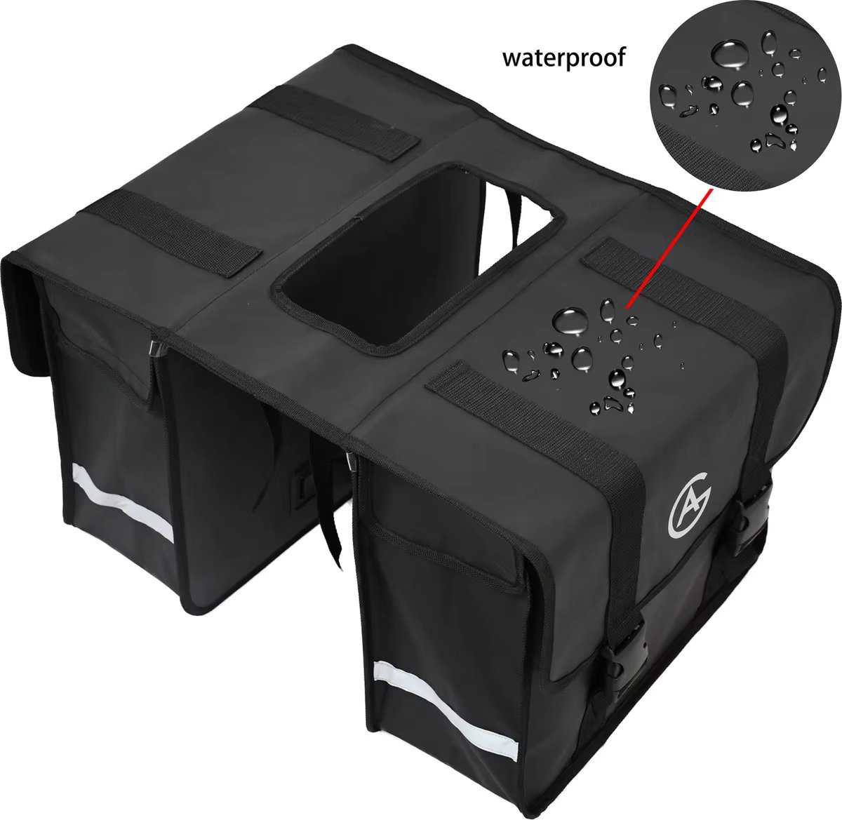 Double Zipper Reflective Large Capacity Water Tail Bag with Bottle Pocket Bicycle Saddle Bag Bicycle Accessories