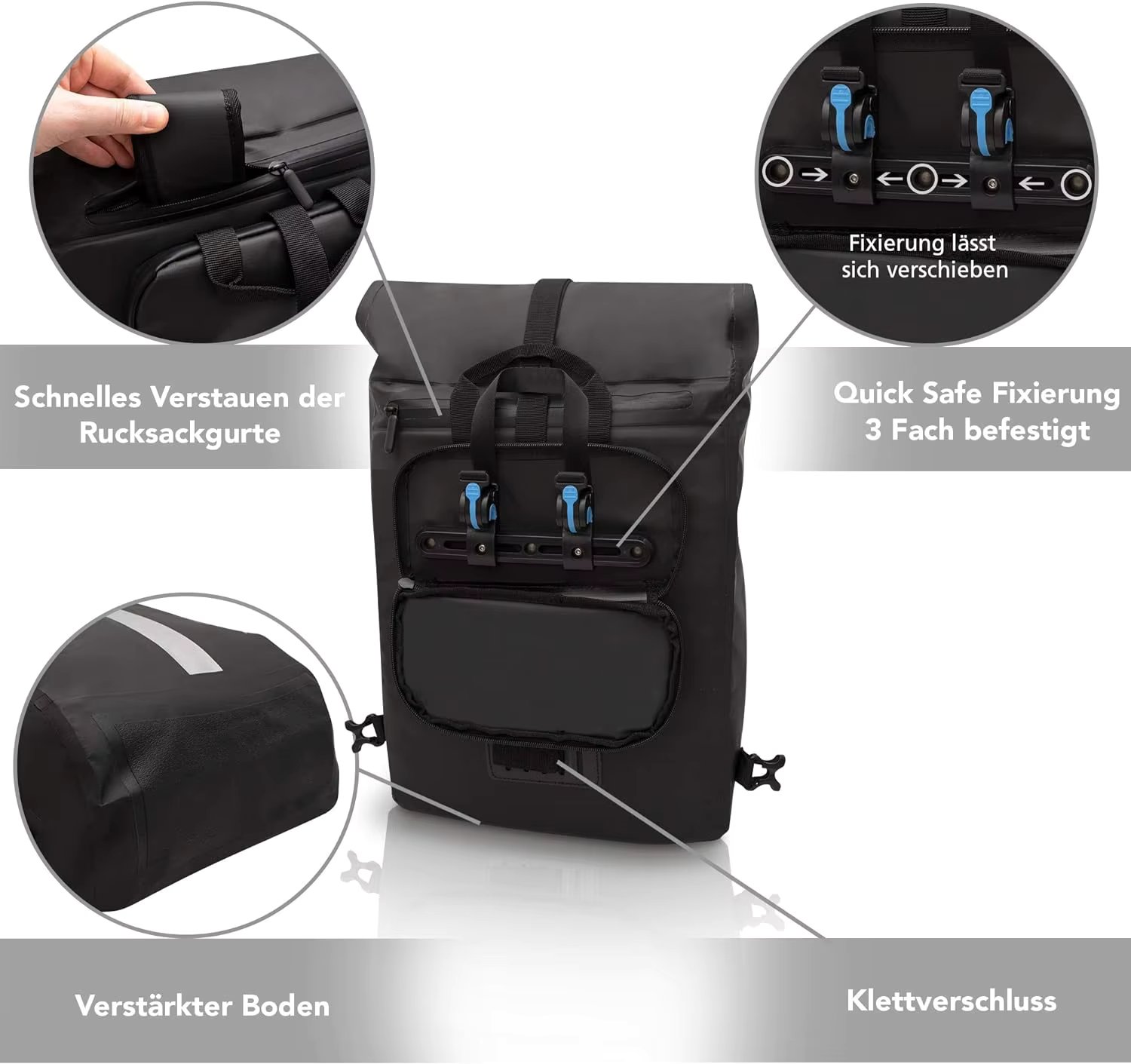 25L Volume 100% Waterproof Bicycle Bag for Luggage Rack with Laptop Compartment Bicycle Rear Bag Saddle Bag