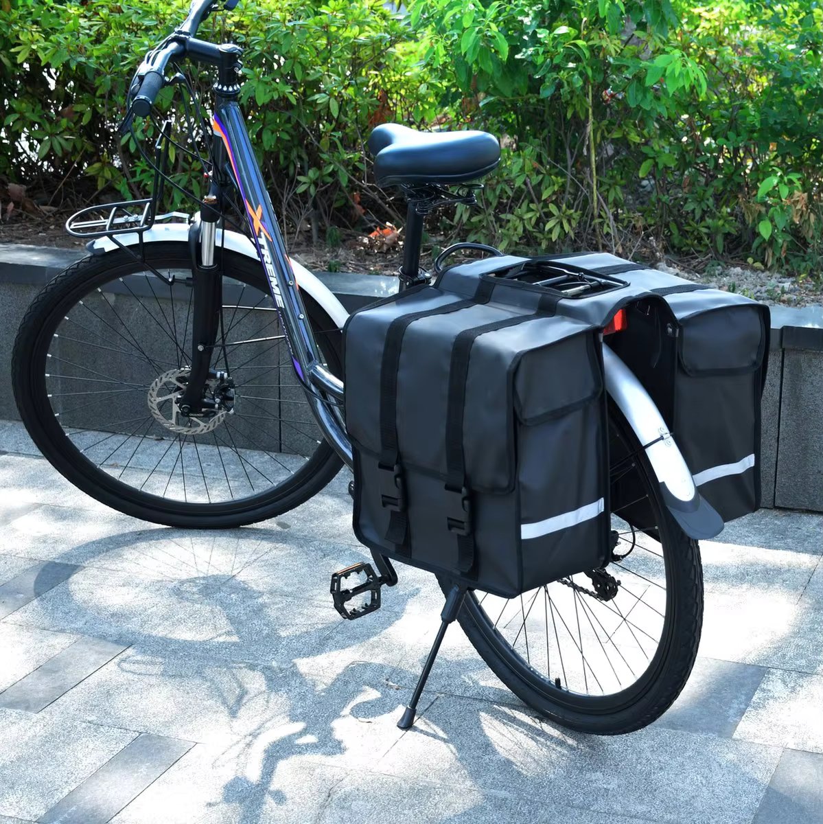 Double Zipper Reflective Large Capacity Water Tail Bag with Bottle Pocket Bicycle Saddle Bag Bicycle Accessories