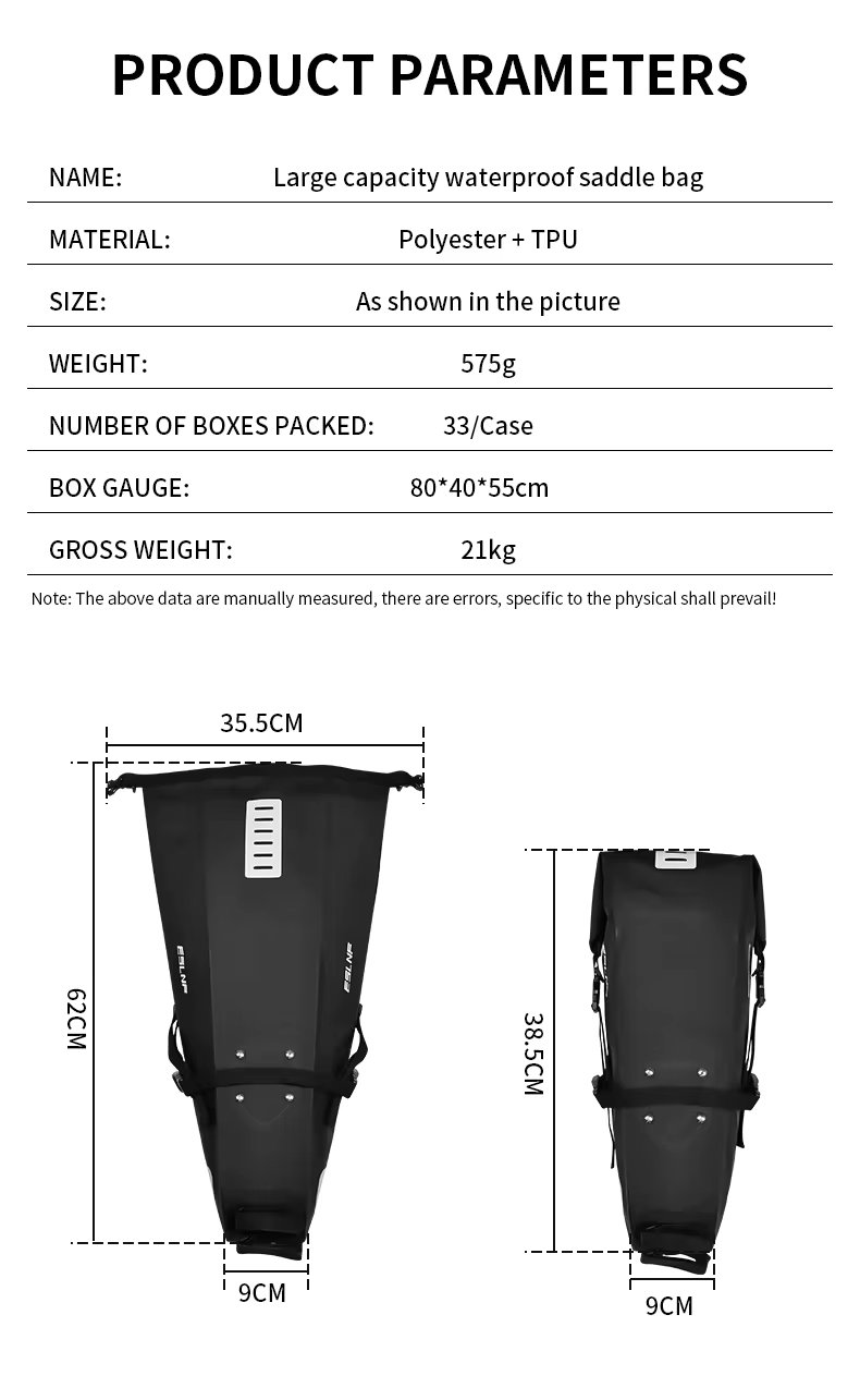 Large Capacity Bike Saddle Bag Seat Pack Bag Waterproof Reflective Mountain Road Bicycle Tail Bag