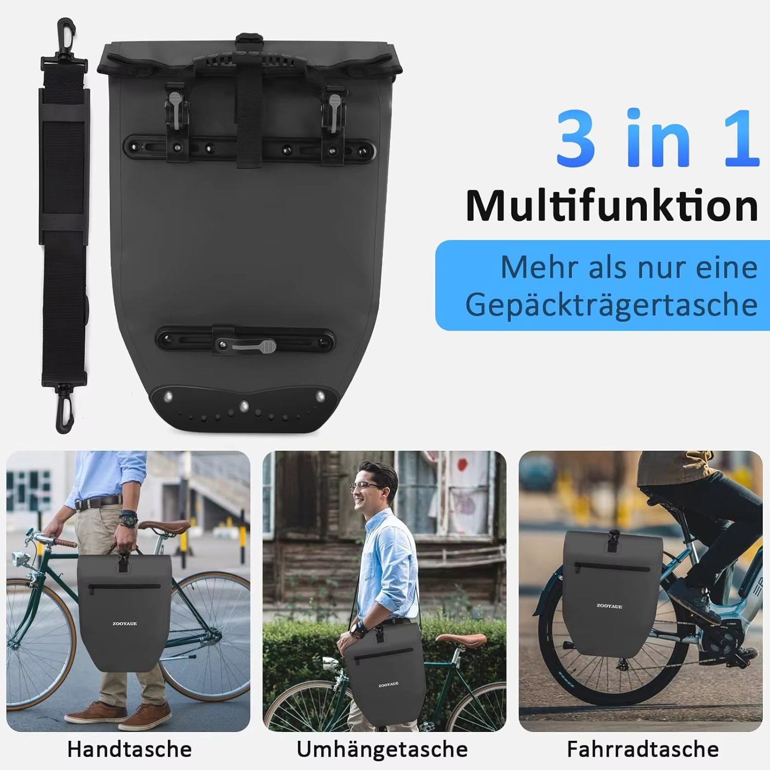 28L Waterproof Luggage Bicycle Rack Bag with Handles and Shoulder Straps Bike Bag Shoulder Bag with Reflective Sheet Rear Bike B