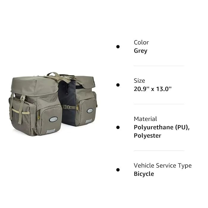 50L Bike Panniers Bicycle Commuting Bag Waterproof Saddle Bags with Rain Cover for Bicycle Rear Rack Carrier