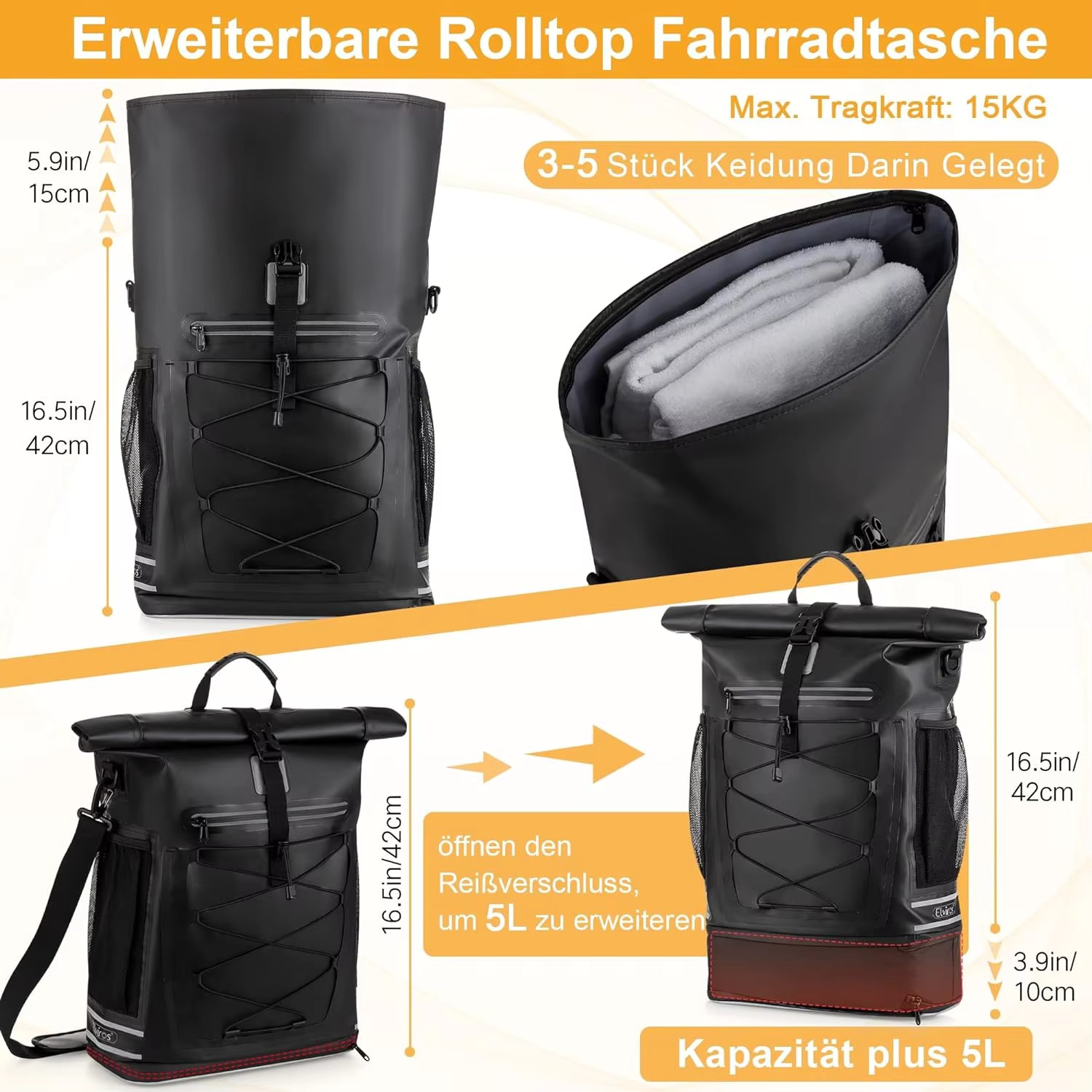 Recycle RPET 3 in 1 Bicycle Bags for Luggage Racks, Bicycle Backpack with Laptop Bag, Bicycle Backpack, Suitable As a Luggage Ra