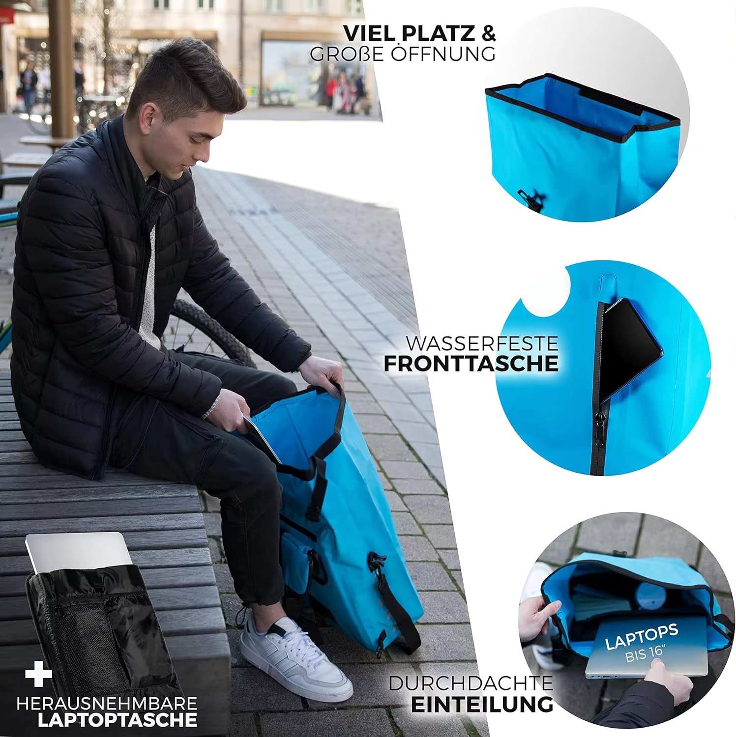 4-in-1 Torba Rowerowa Waterproof 18/25L Reflective Dry Luggage Carrier Bag Combination Bicycle Backpack