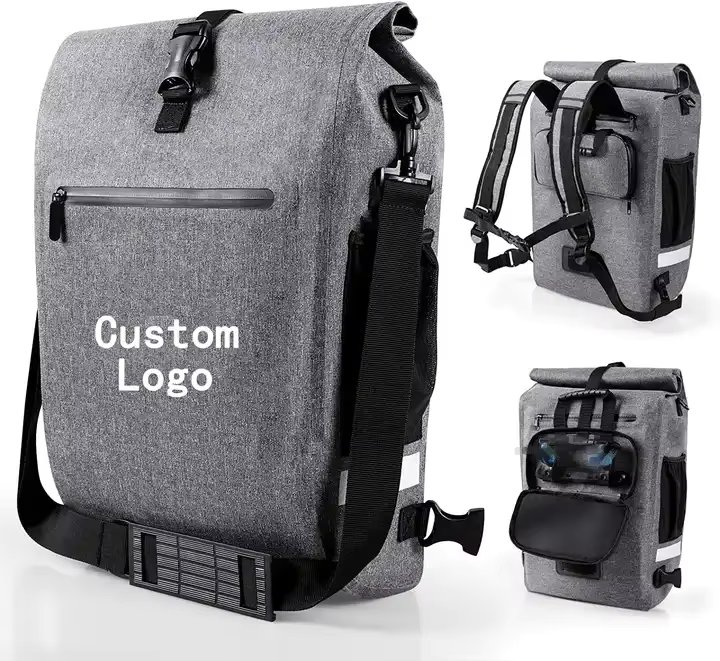ODM RPET Recycled Material 3 in 1 24L TPU Pannier Backpack Bicycle Saddle Bags