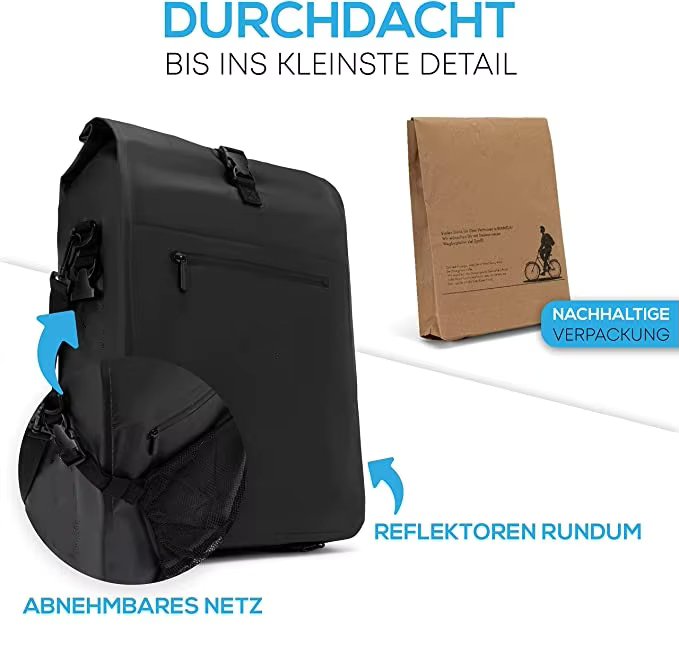 2023 Hot Sell Bicycle Bag for Pannier Rack Bicycle Trunk Bag Waterproof Pannier Rack Bag with Helmet Net Bike Backpack