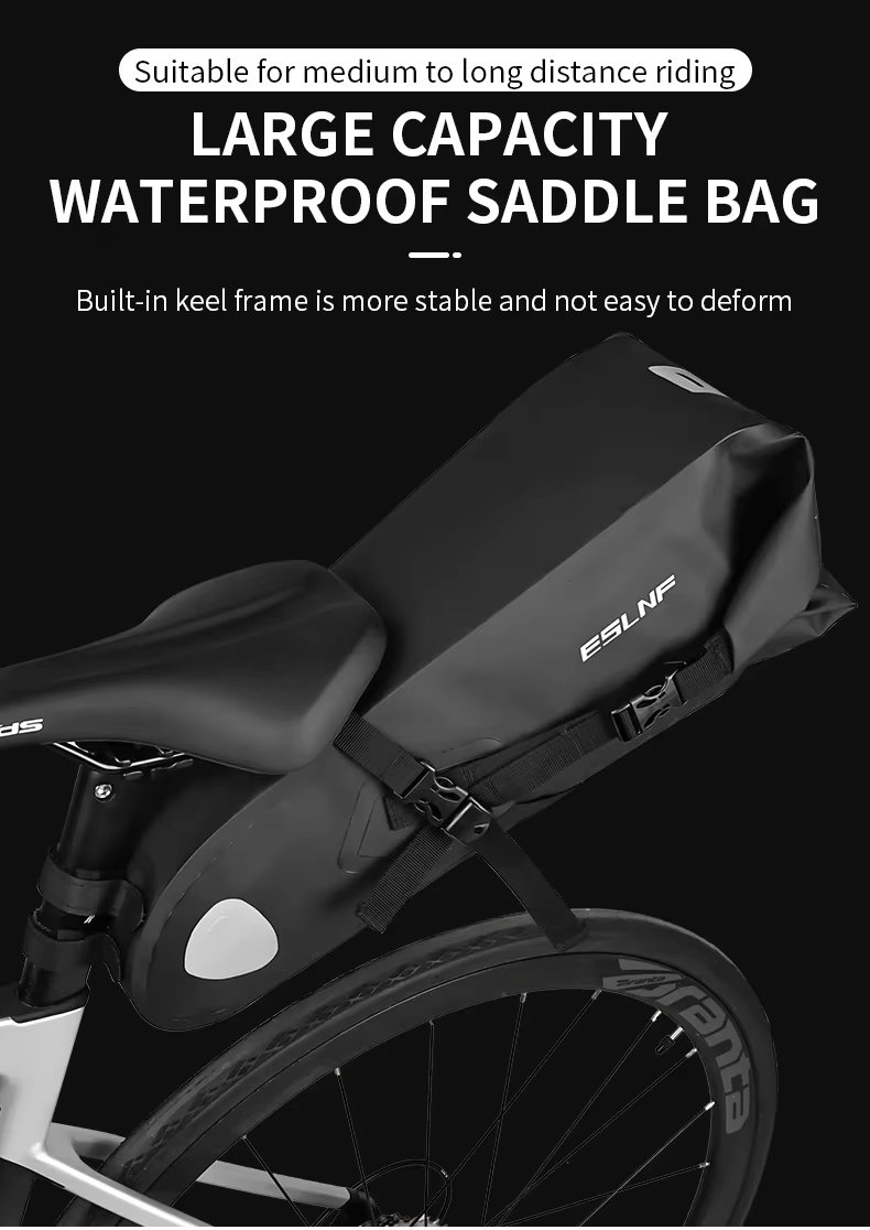 Large Capacity Bike Saddle Bag Seat Pack Bag Waterproof Reflective Mountain Road Bicycle Tail Bag