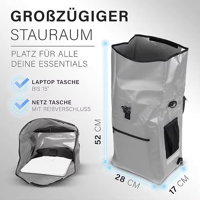 30L Bicycle Bag with Backpack Function Bicycle Bag for Luggage Rack Easy to Assemble Laptop Compartment