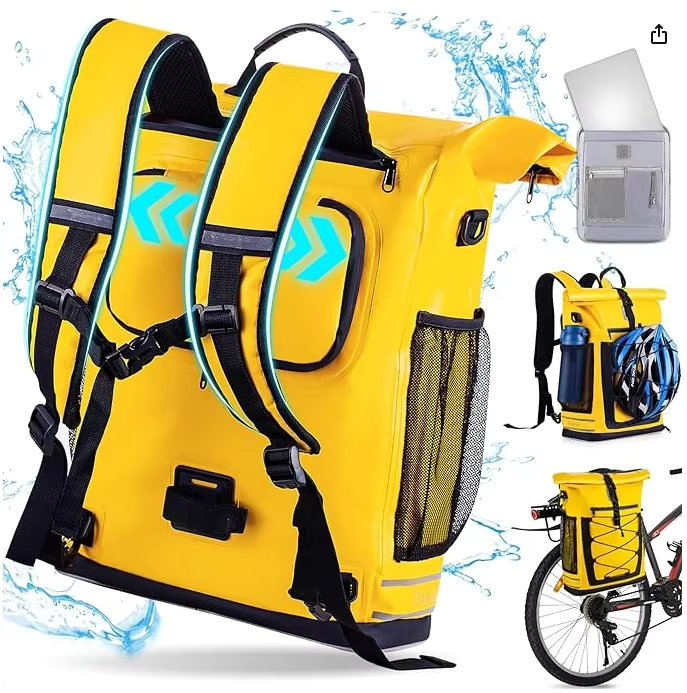 Recycle RPET 3 in 1 Bicycle Bags for Luggage Racks, Bicycle Backpack with Laptop Bag, Bicycle Backpack, Suitable As a Luggage Ra