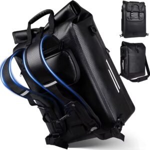 27L 100% Waterproof and Reflective 3 In1 Bicycle Bag for Luggage Rack with Laptop Compartment Backpack and Shoulder Bag