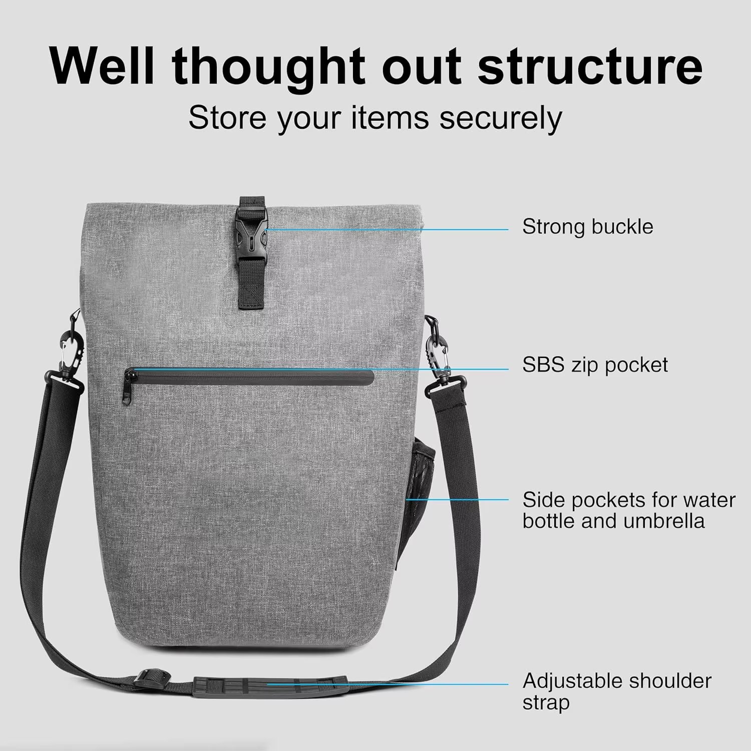 Mountain Land Cycling Bag for Luggage Carrier 21L Waterproof Bicycle Bag with Removable Laptop Bag