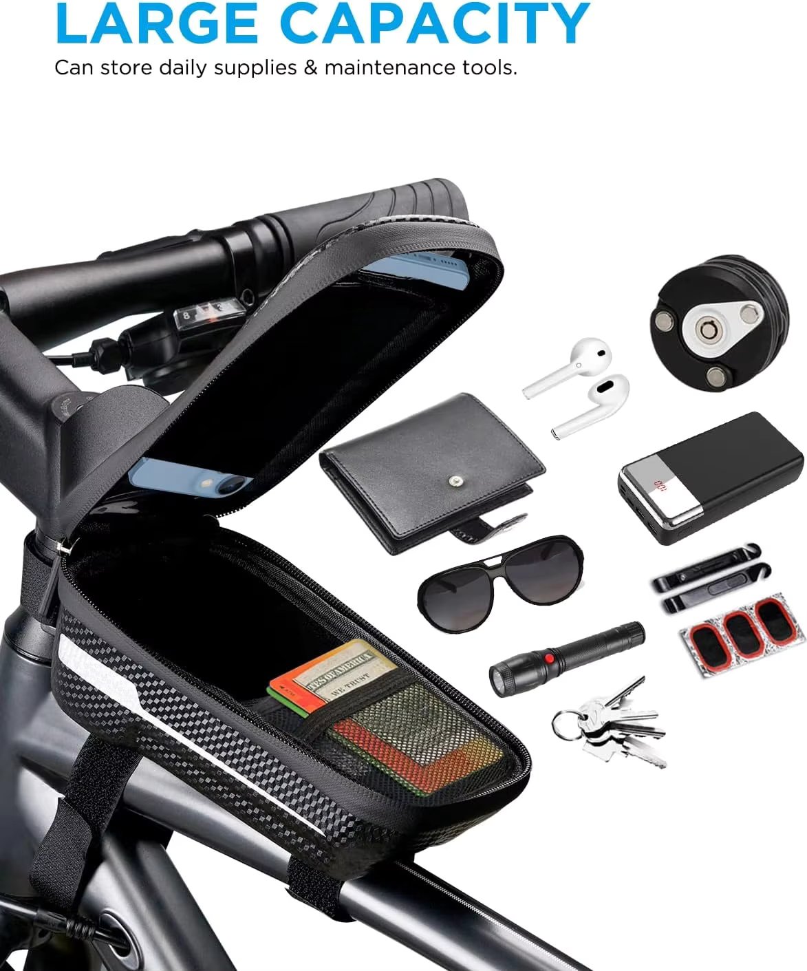 Man Hard Shell Eva Phone Case Buckle Traveling Steering Water Resistant Bike Saddle Bag Bicycle Handlebars Dry Bag