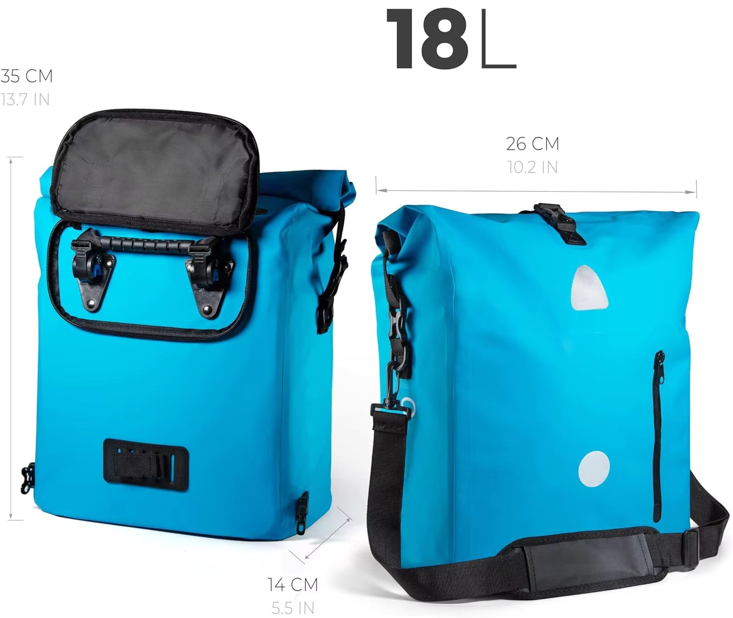 4-in-1 Torba Rowerowa Waterproof 18/25L Reflective Dry Luggage Carrier Bag Combination Bicycle Backpack
