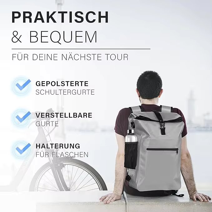30L Bicycle Bag with Backpack Function Bicycle Bag for Luggage Rack Easy to Assemble Laptop Compartment