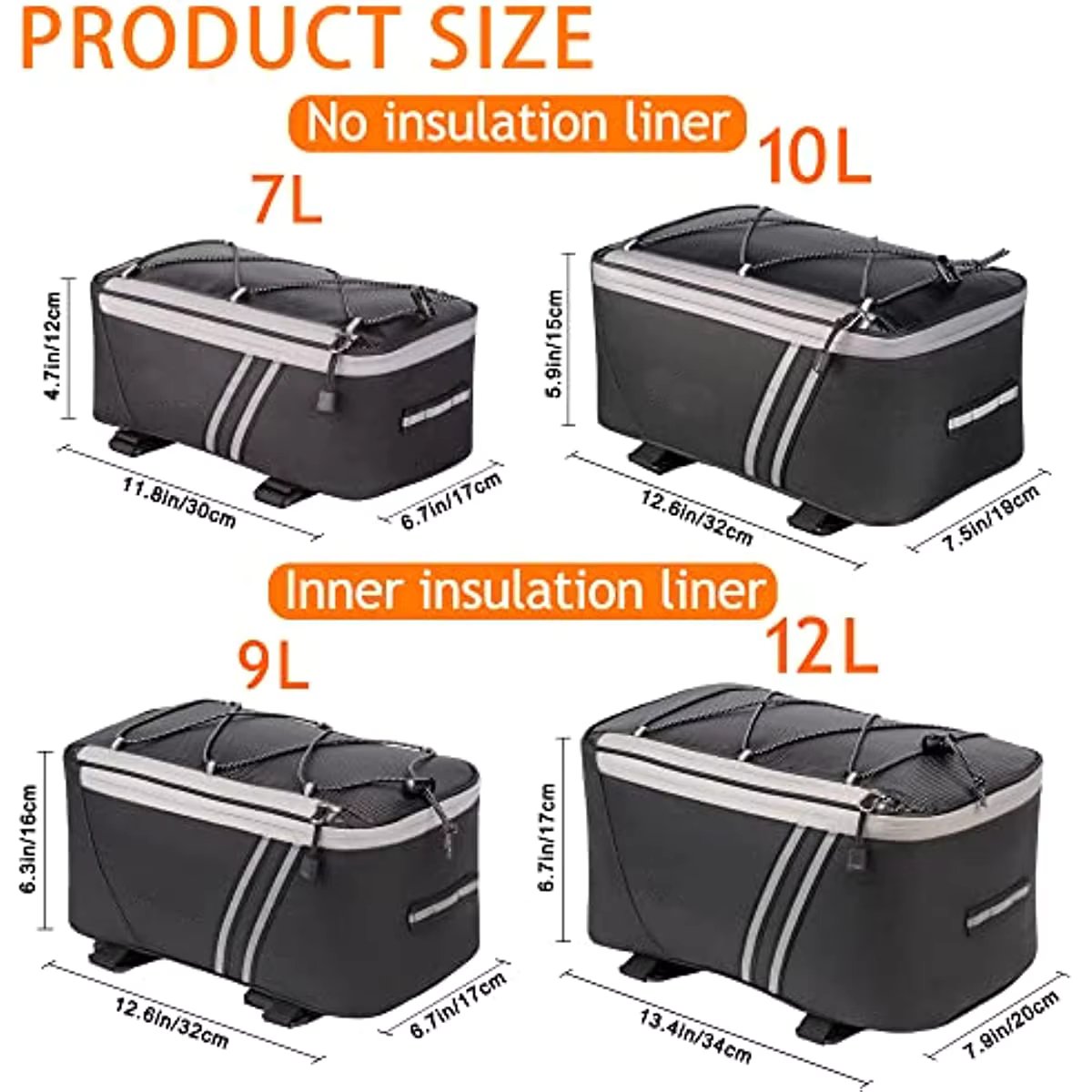 Rear Bike Rack Bag with Rain Cover Waterproof Bicycle Bike Saddle Bag Cycling Pannier Trunk Carrier with Adjustable Reflector