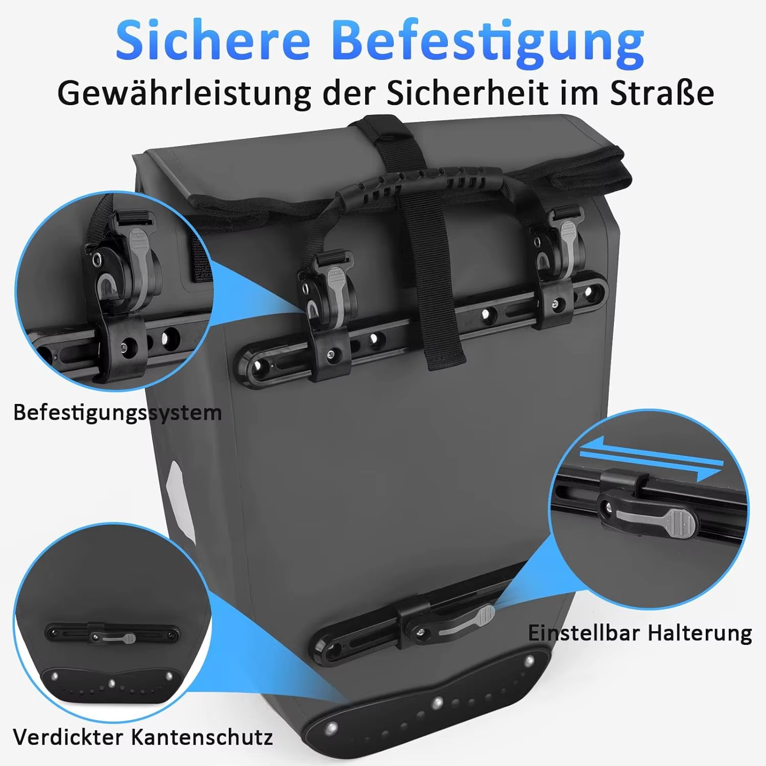 28L Waterproof Luggage Bicycle Rack Bag with Handles and Shoulder Straps Bike Bag Shoulder Bag with Reflective Sheet Rear Bike B
