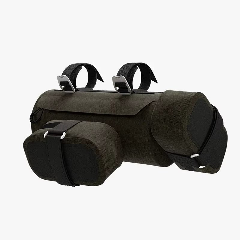 Custom Logo Fashion Dark Green Bike Waterproof Handlebar Bag Outdoor Cycling Portable Strap Handlebar Front Frame Bicycle Bag