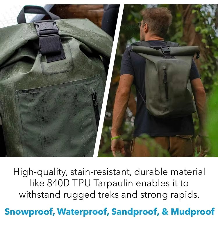 Custom Men Roll-Top PVC Dry Bag Waterproof Backpack Fully Waterproof Bag
