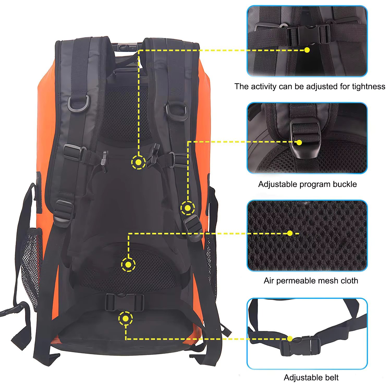 IPX6 Grade Water Proof Recycled Dry Bag 500D Tarpaulin PVC Outdoor Black Camping Waterproof Bag Backpack