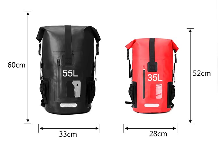 IPX6 Grade Water Proof Recycled Dry Bag 500D Tarpaulin PVC Outdoor Black Camping Waterproof Bag Backpack