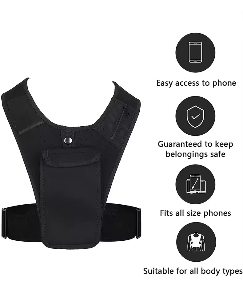 Custom logo Multifunctional Breathable Neoprene Sport Training Running Vest with Phone Holder