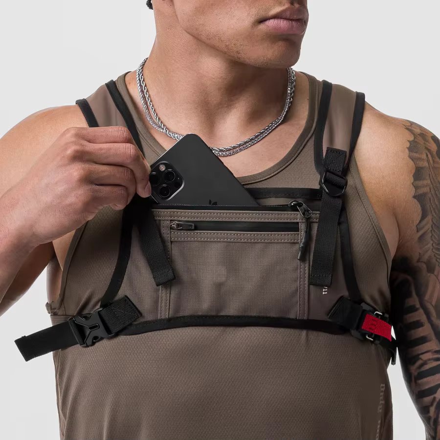 Chest Bag Chest Pack Oxford Cloth Shoulder Strap Adjustable Reflective Strip Stylish Running Bag Chest Pack