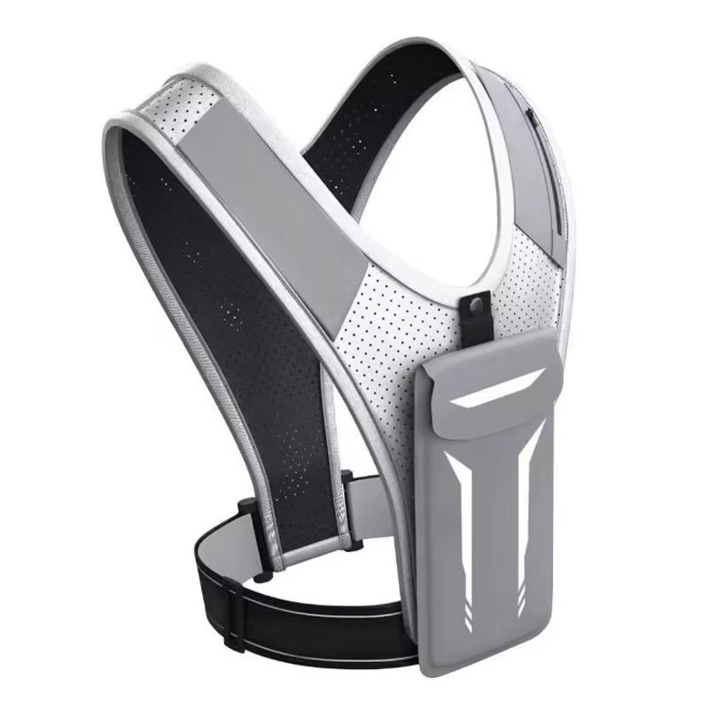 Custom Gym Jogging Lightweight Breathable Adjustable Waistband Reflective Strip Running Phone Holder Vest for Men Women