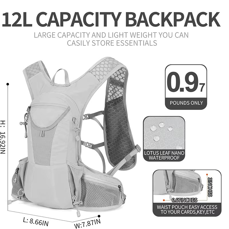 Lightweight Hydration Backpack Running Hydration Vest Hydro Water Daypack for Cycling Hiking Rave