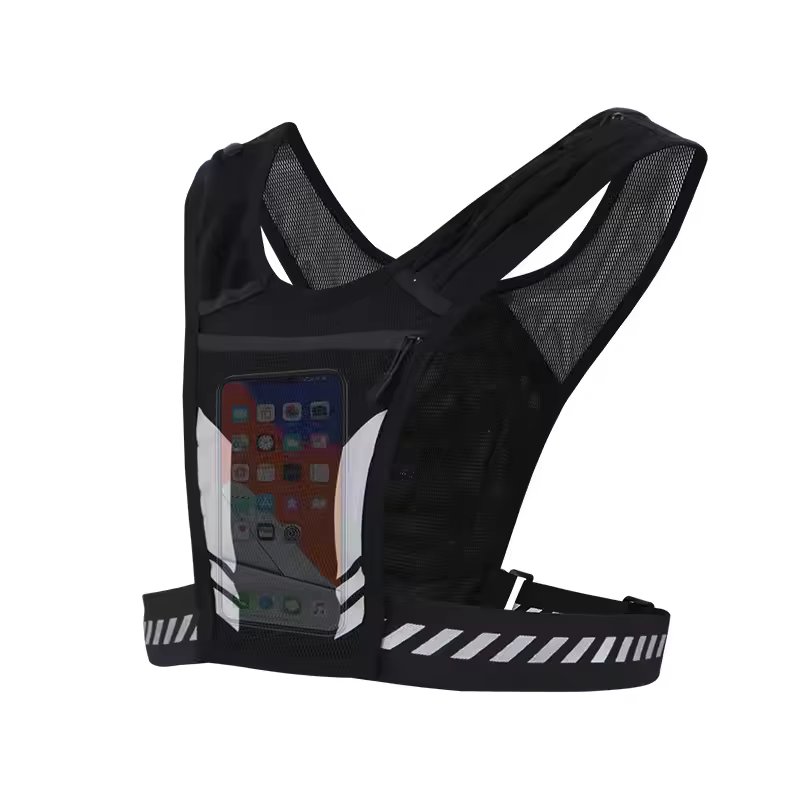 BSCI Factory Breathable OEM Custom logo Reflective Sports Chest Pack Bag Phone Holder Running Vest
